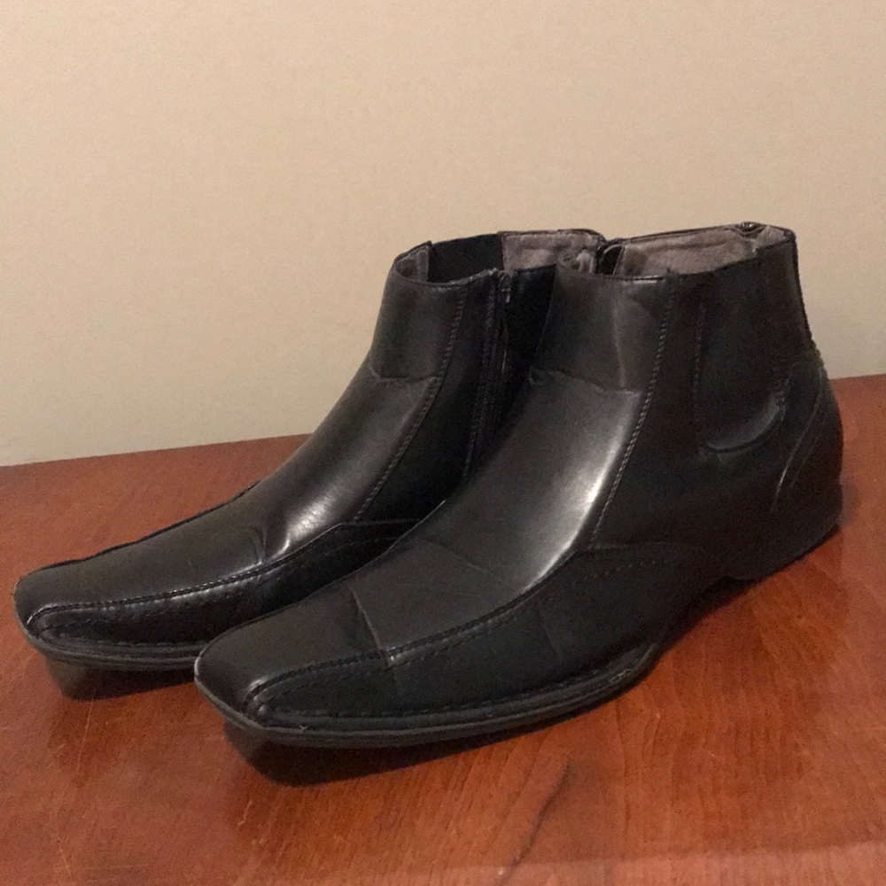 Black leather boots